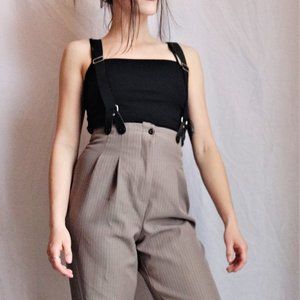 VINTAGE High Waisted Pinstripe Suspender Pants